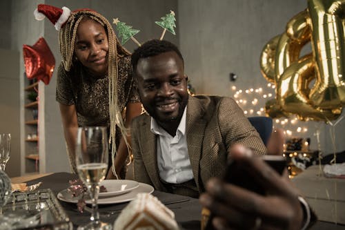 Man And Woman Talking On The Phone