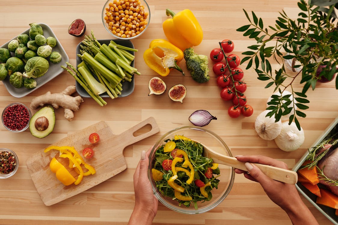 Free Fresh Vegetables on Brown Wooden Table  Stock Photo