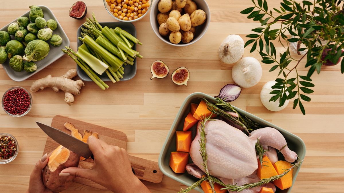 Roast chicken with root vegetables
