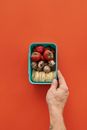 Red Strawberries in Green Plastic Container