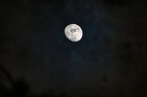 Shiny bright moon in dark sky