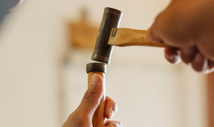 Master Hitting Instrument With Hammer In Carpentry