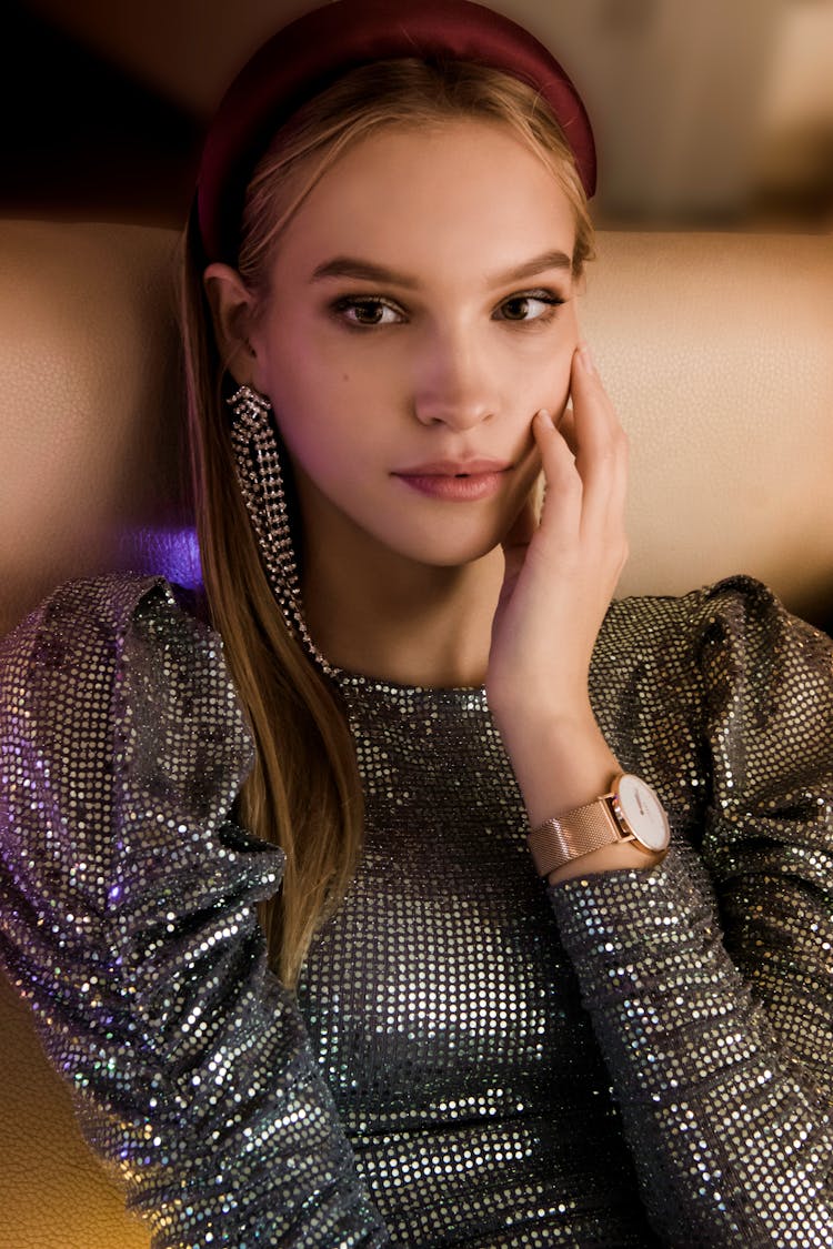 Portrait Of Woman Wearing Sequin Top