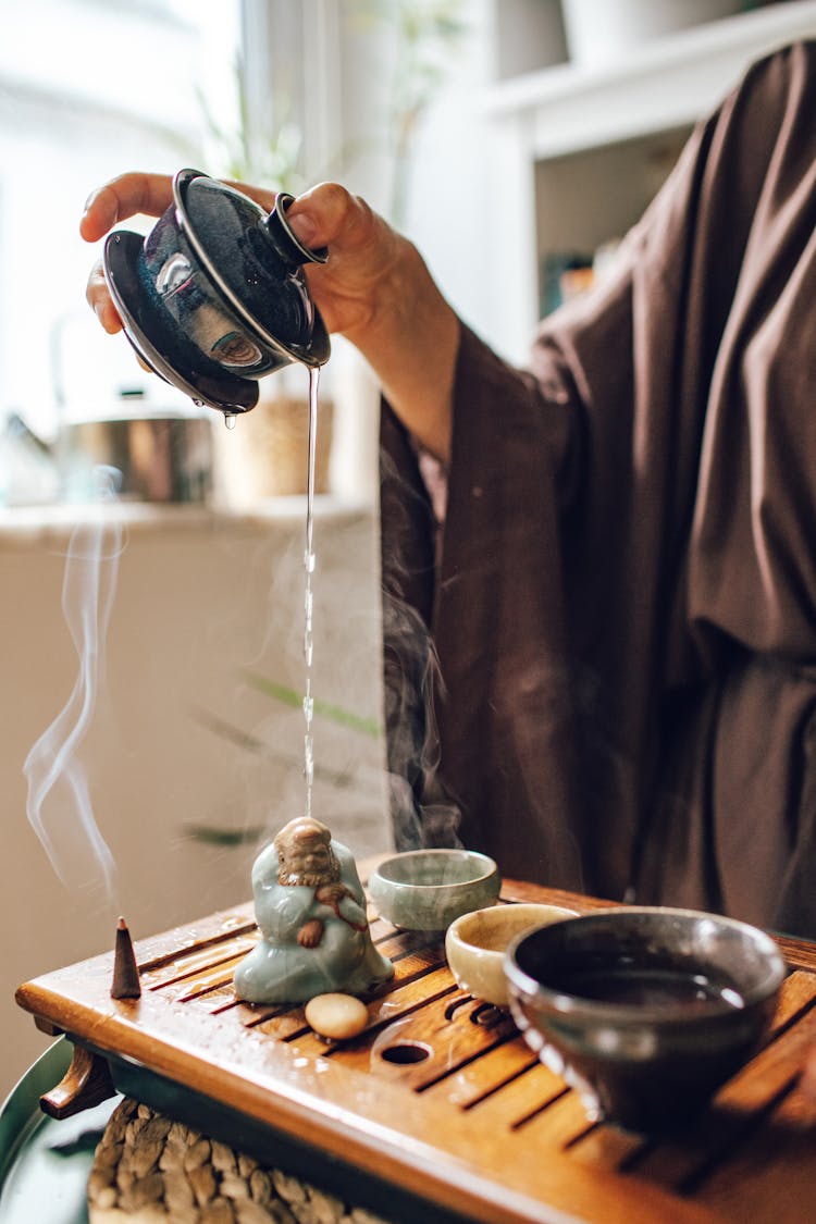 Brewing Matcha Tea In Close Up