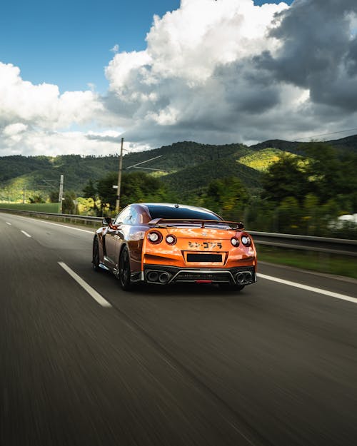 Modern sport car on asphalt road