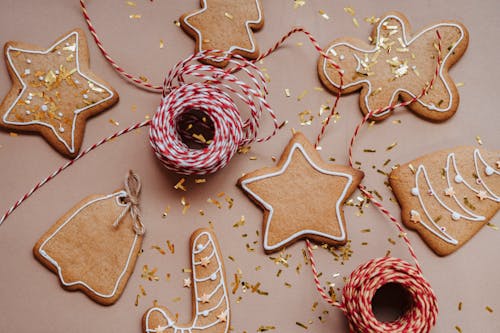 Gingerbread Cookies and White and Red Thread 
