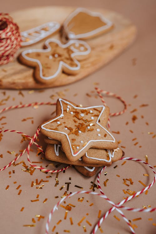 Free Brown Star Shaped Christmas Cookies Stock Photo