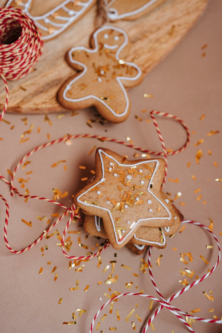 Gingerbread Cookie On Wooden Surface