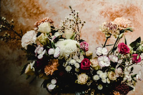 Fiori Bianchi E Rosa Sulla Sabbia Marrone