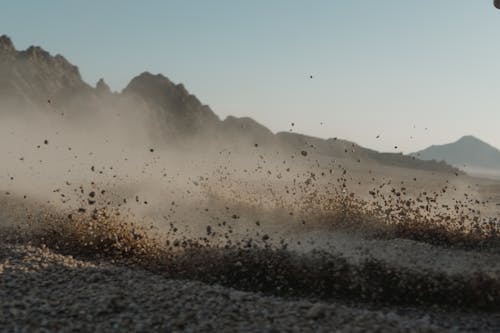 Close-Up Shot of Sand Dust from Drifting 