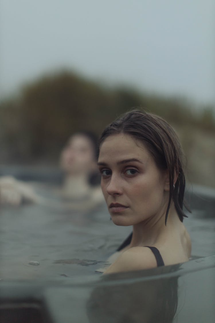 Close-Up Photo Of A Woman In Jacuzzi