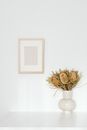 Wooden Picture Frame Hanging on White Wall