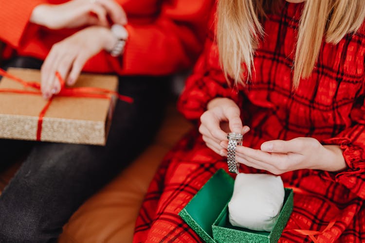 Woman Unpacking Present