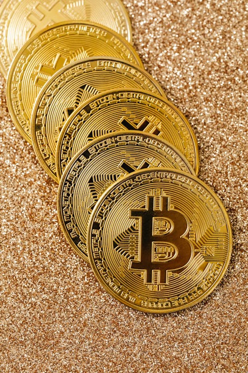 Close-Up Shot of Bitcoins