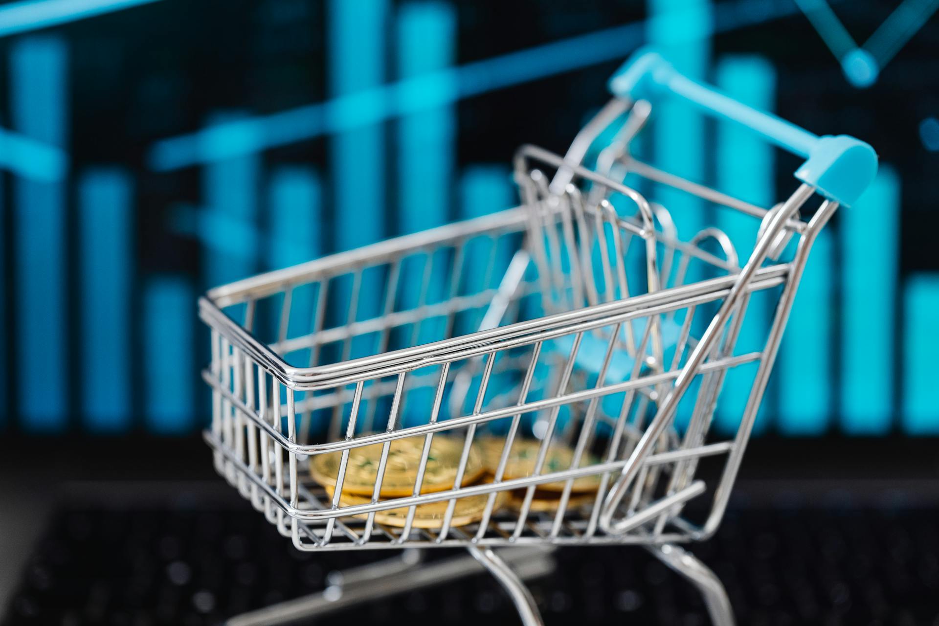 Coins in Miniature Shopping Cart