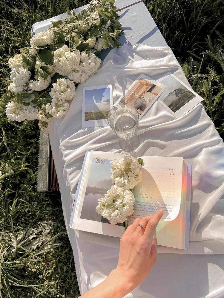 Crop Woman Reading Book On Grass