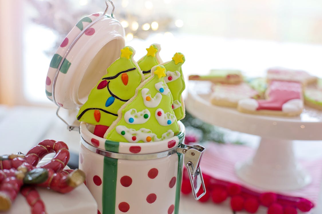 Christmas Tree Cookies Inside the Ceramic Jar 