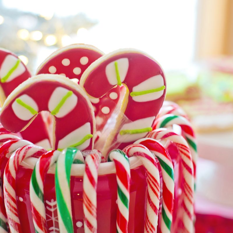 Party Chocolate Eclairs with Crushed Candy Canes