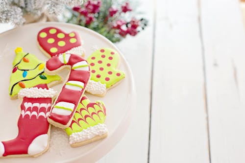 Colorful Cookies on a Cake Stand