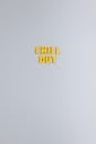 Yellow Chill Out Words on Gray Background