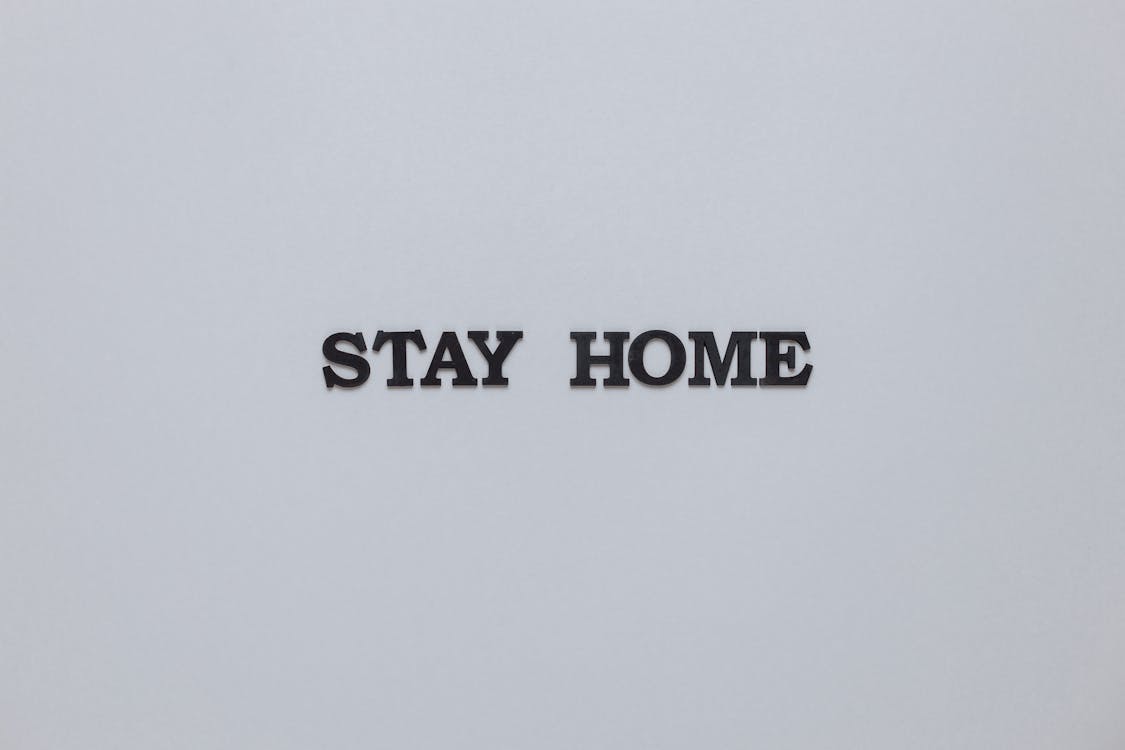 Stay Home Slogan On Gray Background