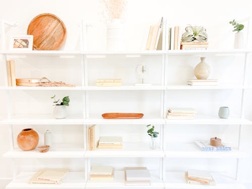Photo Of A White Wooden Shelves