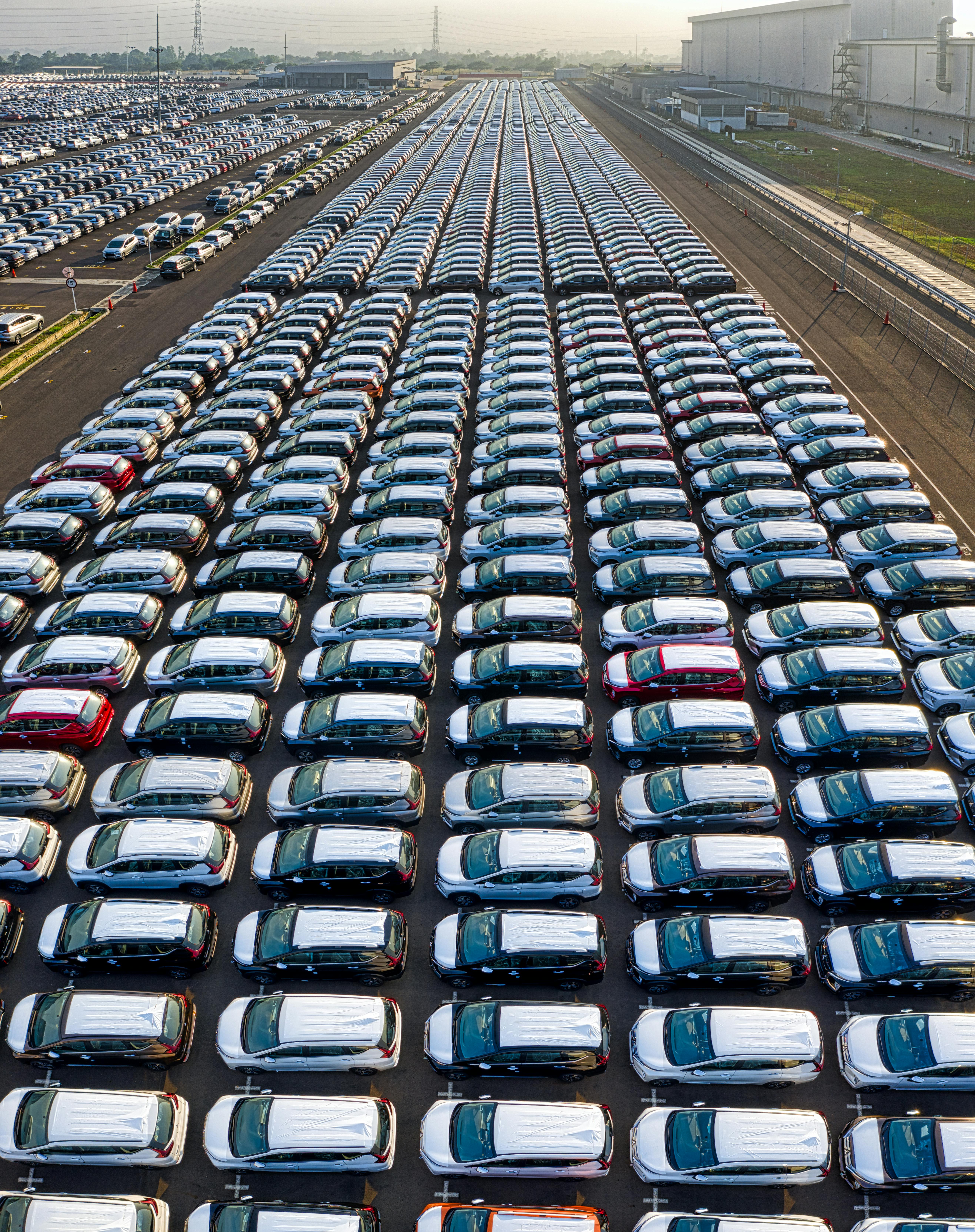 large parking with cars of manufacture