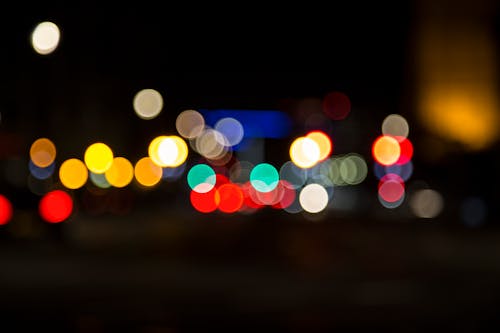 Blurred bright lights at dark night
