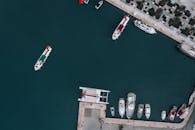 Top View Shot of Watercrafts Docked on a Marina