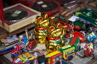 Collection of vintage toys on shelf