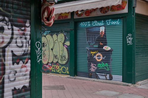 Graffiti on Walls on a Street