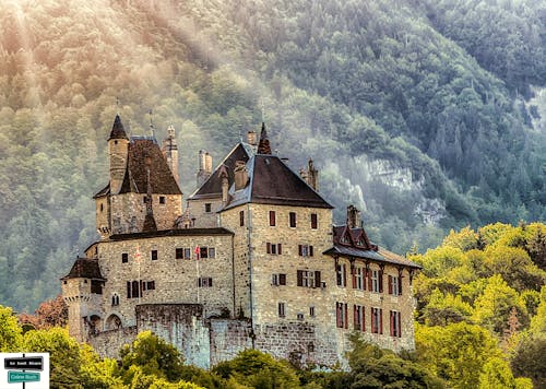 Free stock photo of alps, castle, forest background Stock Photo
