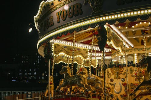 A View of a Carousel at Night 