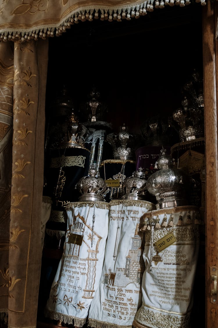 Torah Scrolls On A Shelf