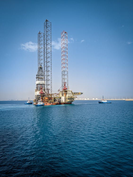 Drilling rig at sea.