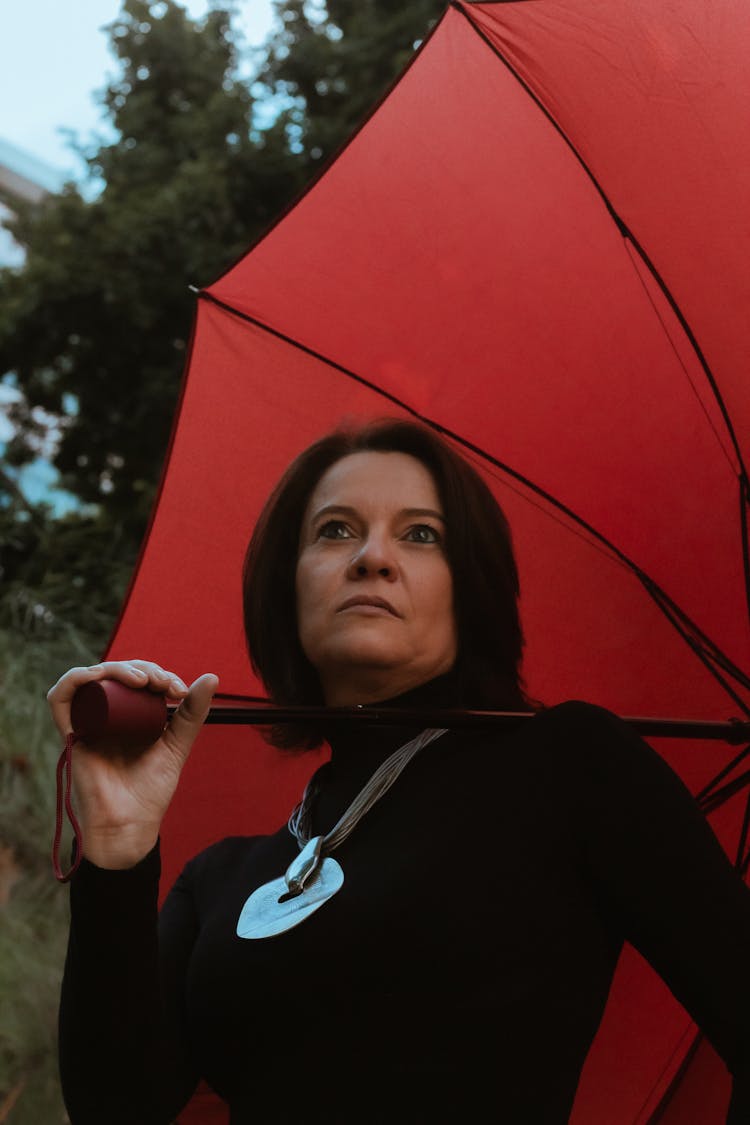 Woman With Red Umbrella