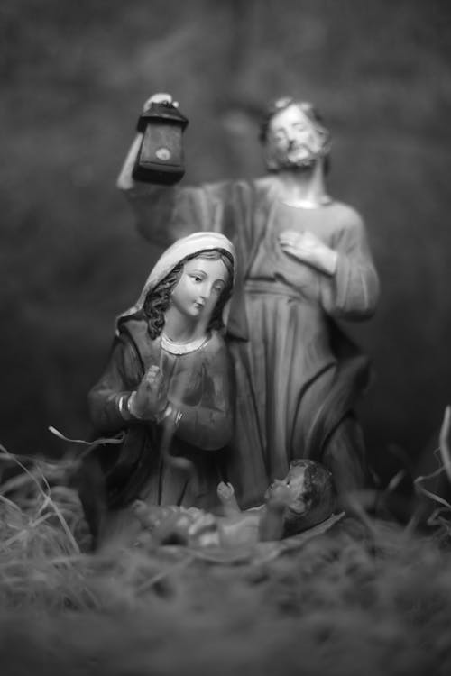 イエス, キリスト降誕, グレースケールの無料の写真素材