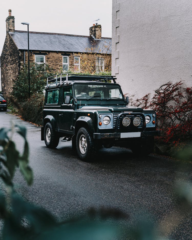 Old Land Rover Defender Parked On A Street