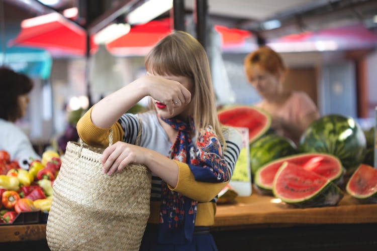 Woman Shopping At The Farmers Market