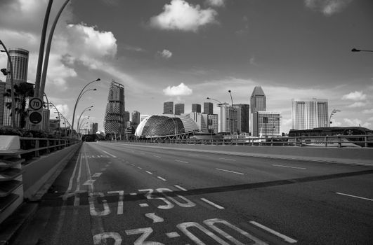 City Street and Buildings in Singapore 