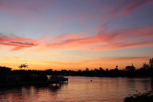 Free stock photo of beautiful sky, calm waters, evening Stock Photo