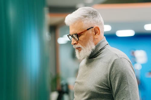 Focused Man with Gray Hair