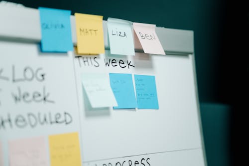 Free Close Up Photo of Sticky Notes on Whiteboard Stock Photo