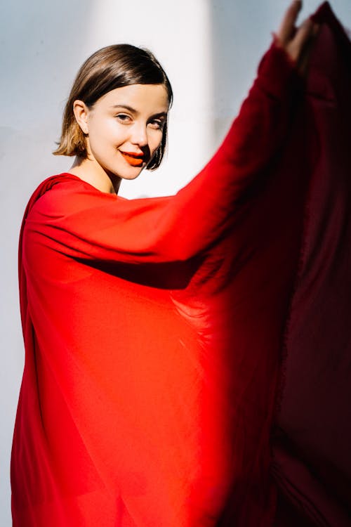 Short Haired Woman in a Red Dress