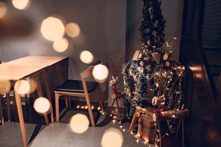 Christmas Tree In A Room Corner