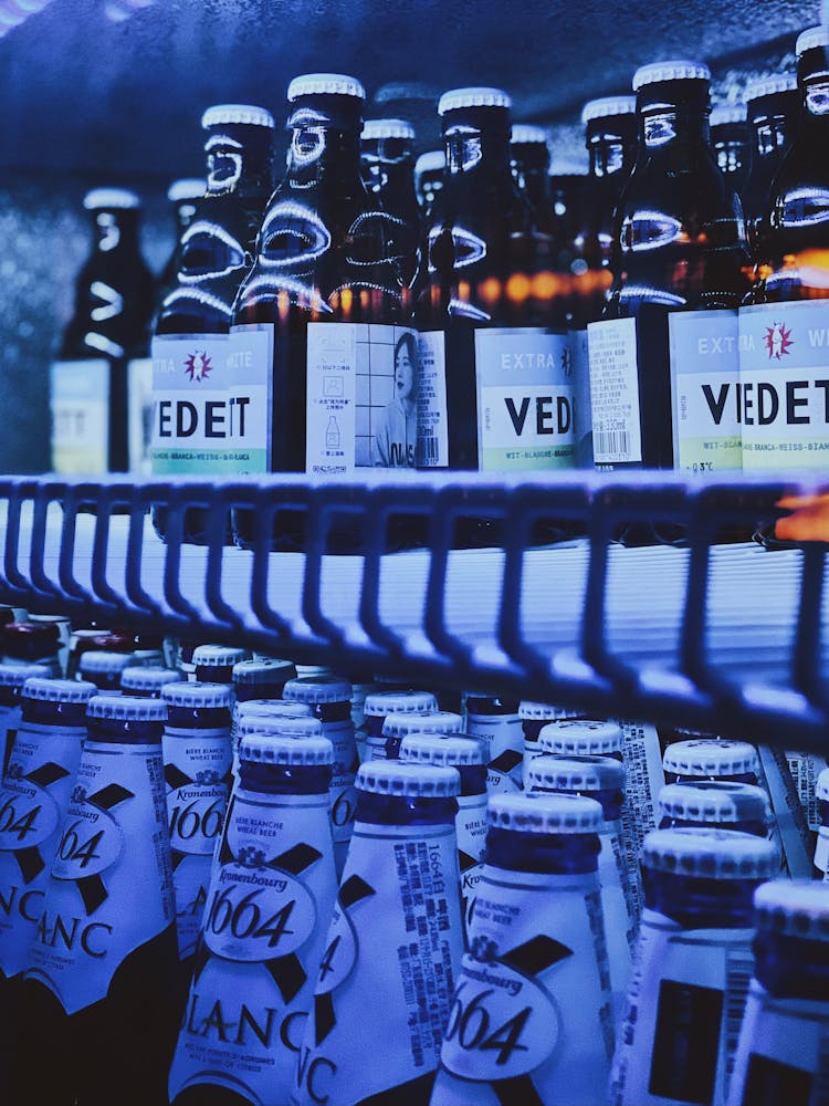 Beer Bottles In A Refrigerator 