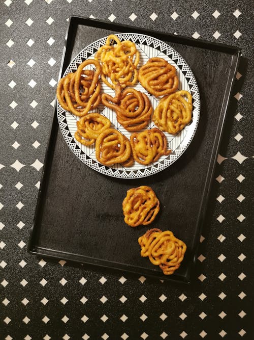 Jalebi Cookies on a Plate on a Table