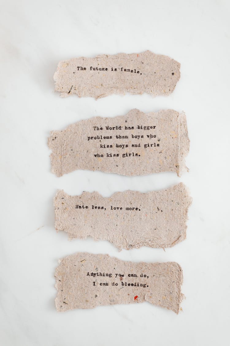 Inspirational Phrases On Paper Scraps