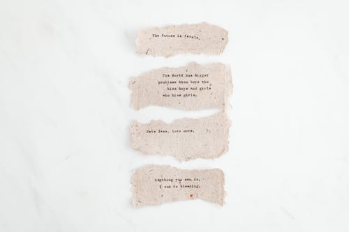 Inspirational Phrases on Paper Scraps