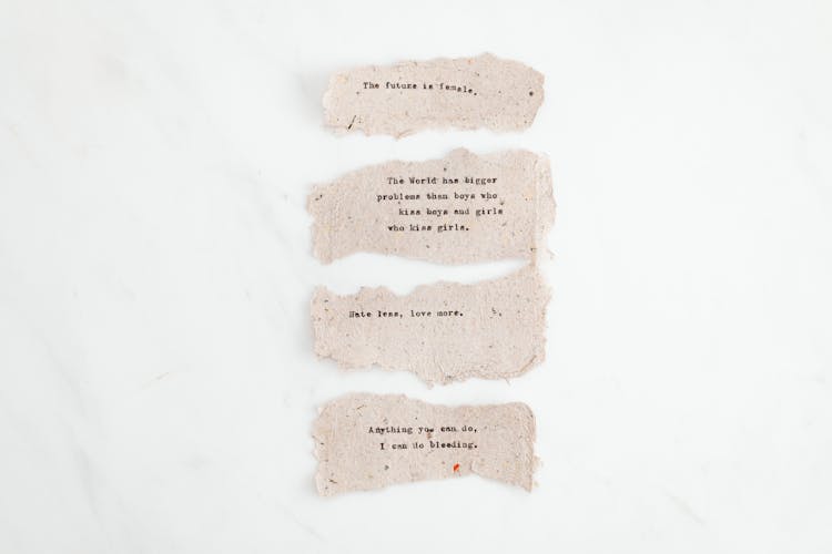 Inspirational Phrases On Paper Scraps